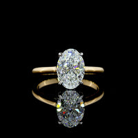 18K Yellow Gold and Platinum Oval Hidden Halo Lab Diamond Ring - 2.10 Carat Total Diamond Weight with 2.02 Carat D VVS2 Center Stone and IGI Certification - Covaloro Fine Jewelry