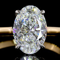 18K Yellow Gold and Platinum Oval Hidden Halo Lab Diamond Ring - 2.10 Carat Total Diamond Weight with 2.02 Carat D VVS2 Center Stone and IGI Certification - Covaloro Fine Jewelry