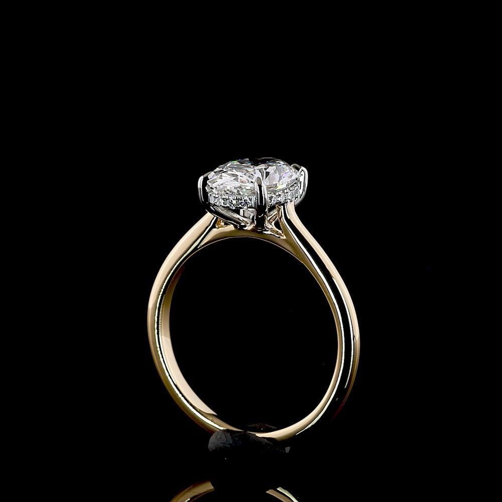 18K Yellow Gold and Platinum Oval Hidden Halo Lab Diamond Ring - 2.10 Carat Total Diamond Weight with 2.02 Carat D VVS2 Center Stone and IGI Certification - Covaloro Fine Jewelry
