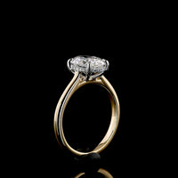 18K Yellow Gold and Platinum Oval Hidden Halo Lab Diamond Ring - 2.10 Carat Total Diamond Weight with 2.02 Carat D VVS2 Center Stone and IGI Certification - Covaloro Fine Jewelry