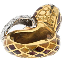 18K Yellow Gold and Platinum Snake Ring with Rubies and Diamonds by David Webb - 0.25 Carat Total Diamond Weight