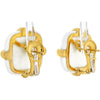 18K Yellow Gold and Platinum White Jasper Clip Earrings by David Webb