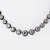 18K Yellow Gold and Silver 18-Inch Necklace with 50 Old European Cut Diamonds - 40.01 Carat  Total Diamond Weight