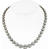 18K Yellow Gold & Silver Riviera Diamond Necklace - 57.19 Carats of Timeless Elegance
