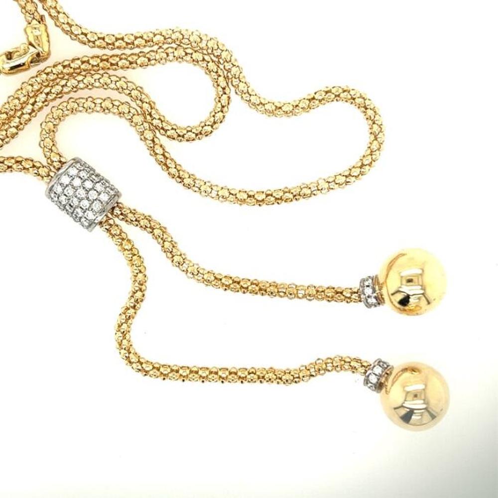 18K Yellow Gold and White Gold Adjustable Diamond Necklace by Afarin