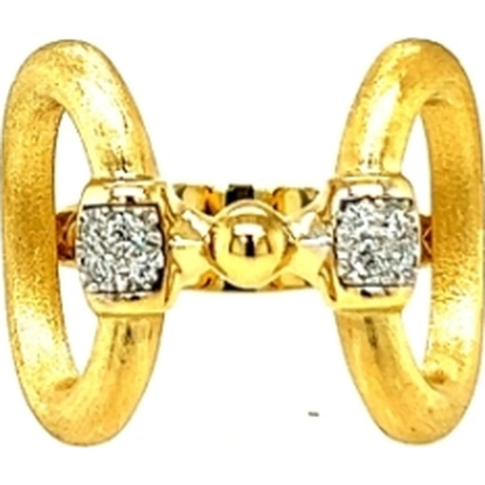 18K Yellow Gold and White Gold Contemporary Openwork Diamond Ring by Afarin