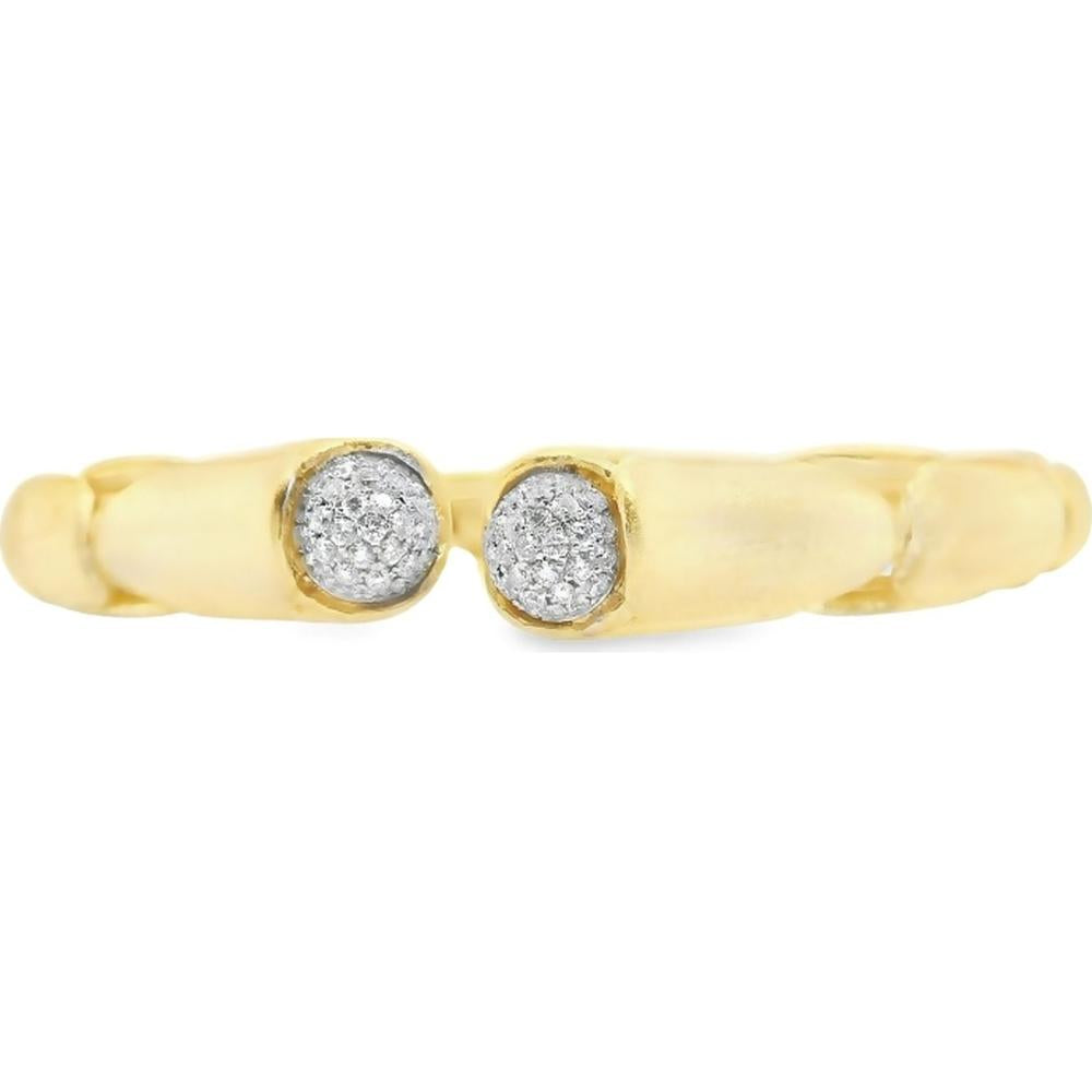 18K Yellow Gold and White Gold Diamond Bangle Bracelet with Round Diamond Cluster Stations by Afarin