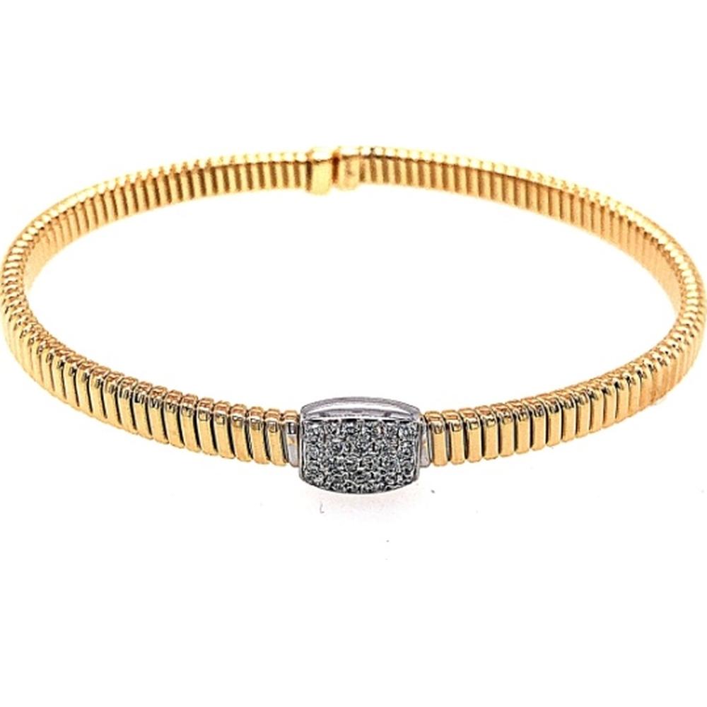 18K Yellow Gold and White Gold Diamond Center Bangle Bracelet by Afarin