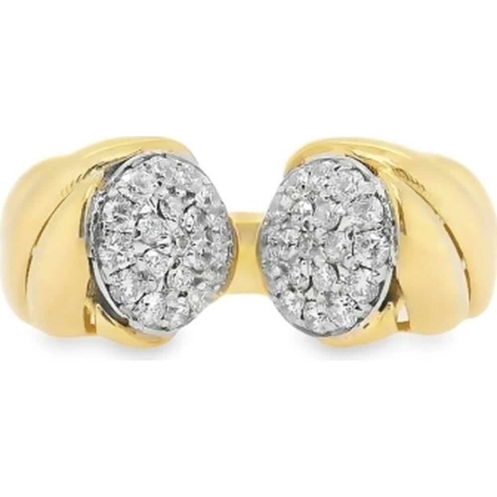 18K Yellow Gold and White Gold Diamond Cluster Ring with Oval Diamond Tops by Afarin