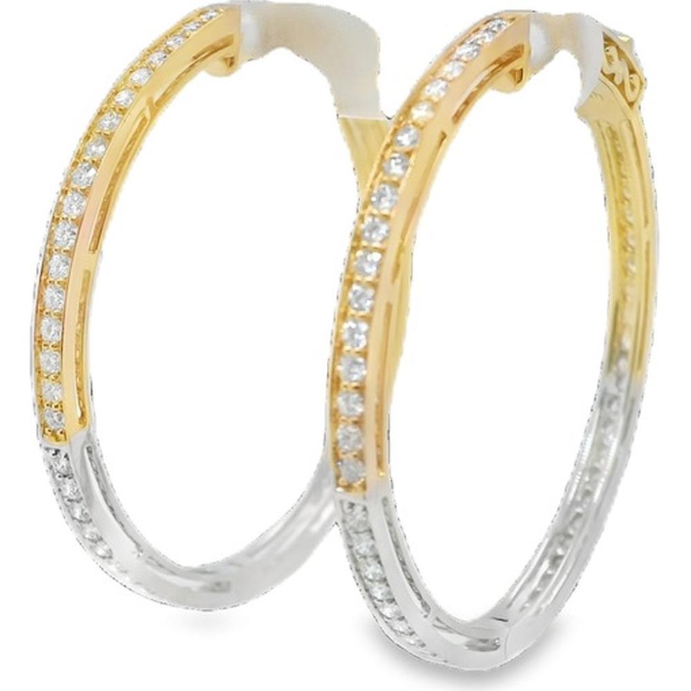 18K Yellow Gold and White Gold Diamond Hoop Earrings by Afarin