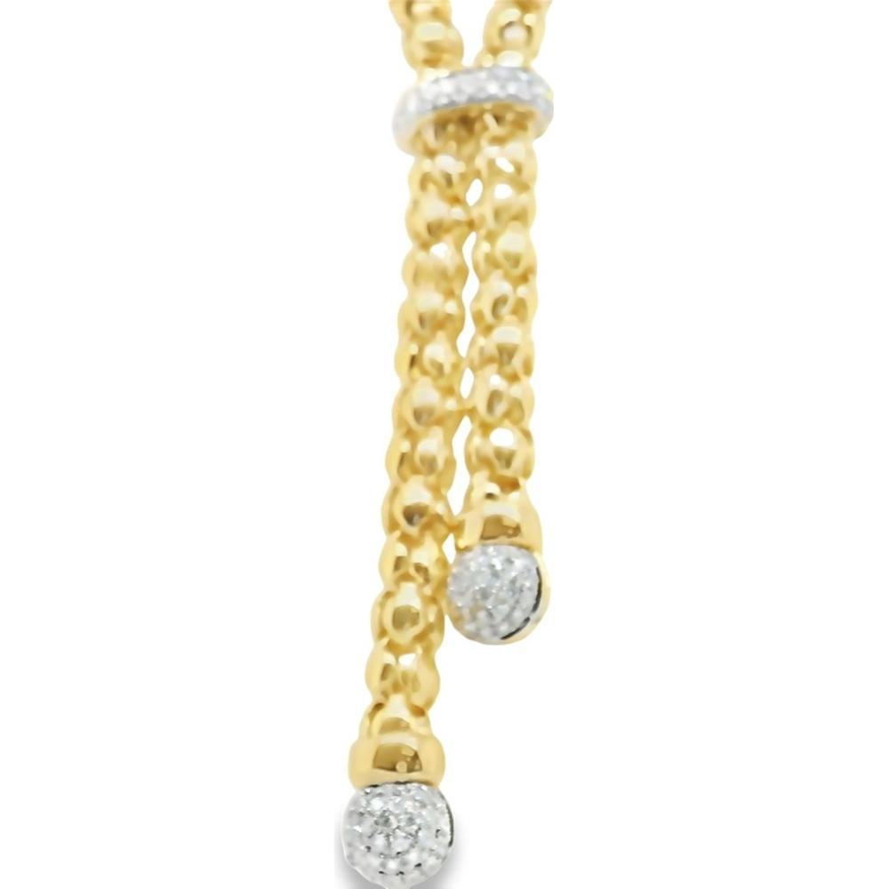 18K Yellow Gold and White Gold Diamond Lariat Necklace by Afarin
