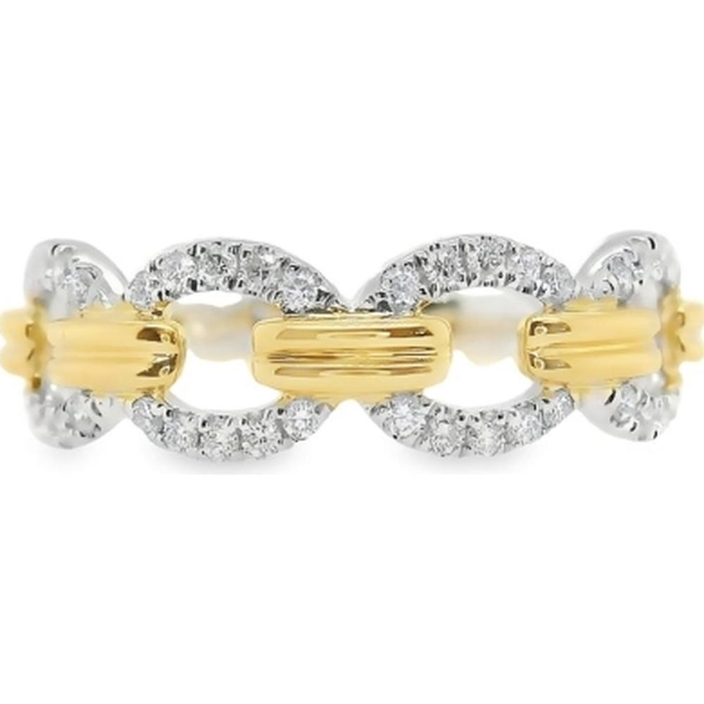 18K Yellow Gold and White Gold Diamond Link Ring by Afarin