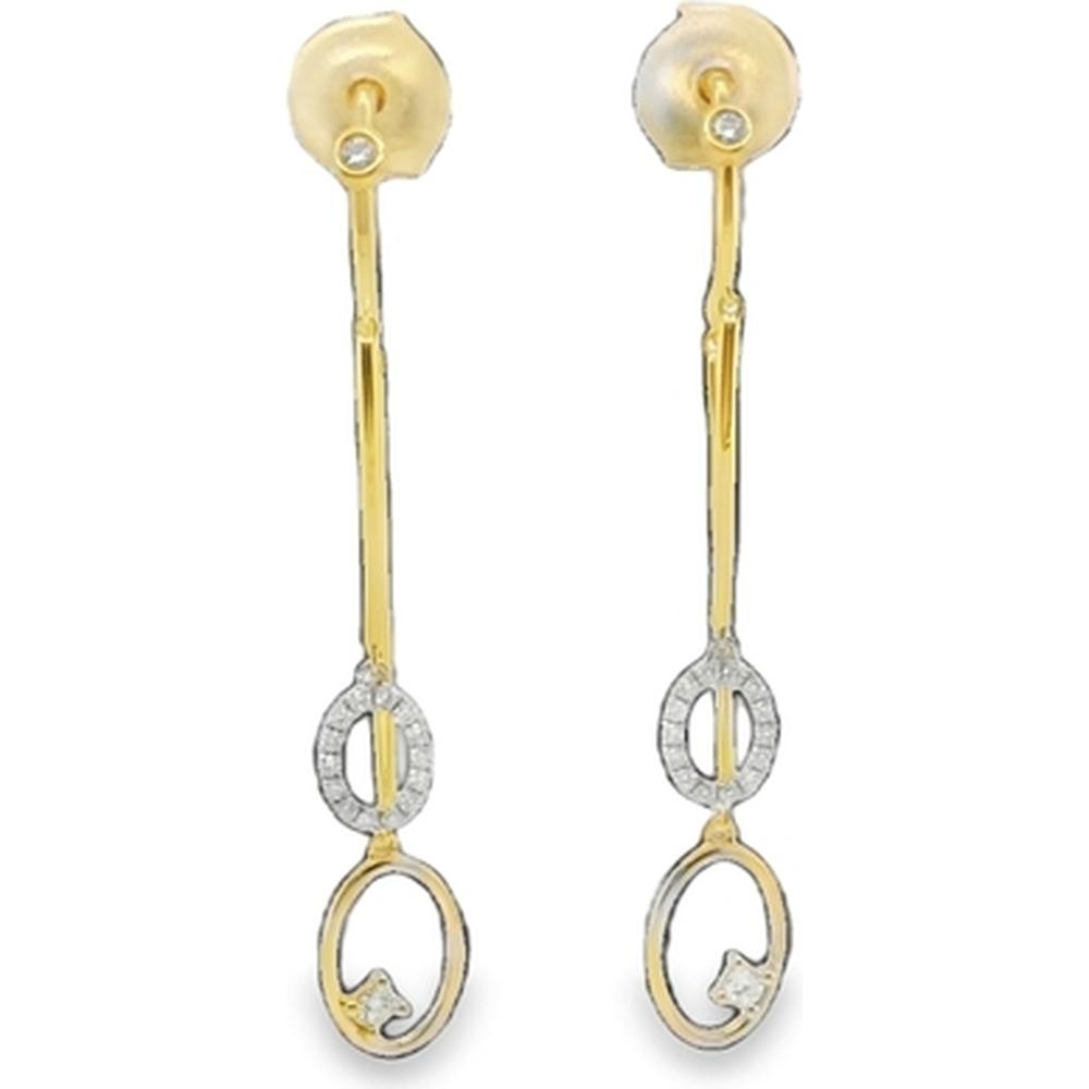 18K Yellow Gold and White Gold Diamond Open Oval Drop Earrings by Afarin