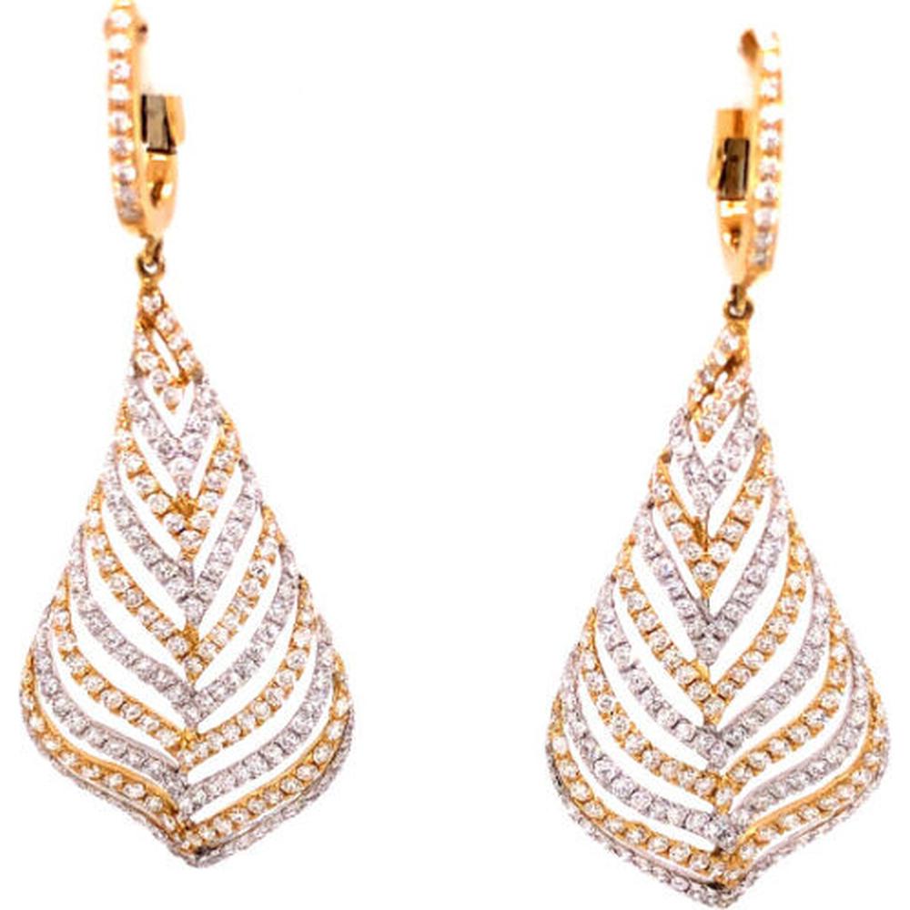 18K Yellow Gold and White Gold Diamond Openwork Drop Huggie Earrings by Afarin