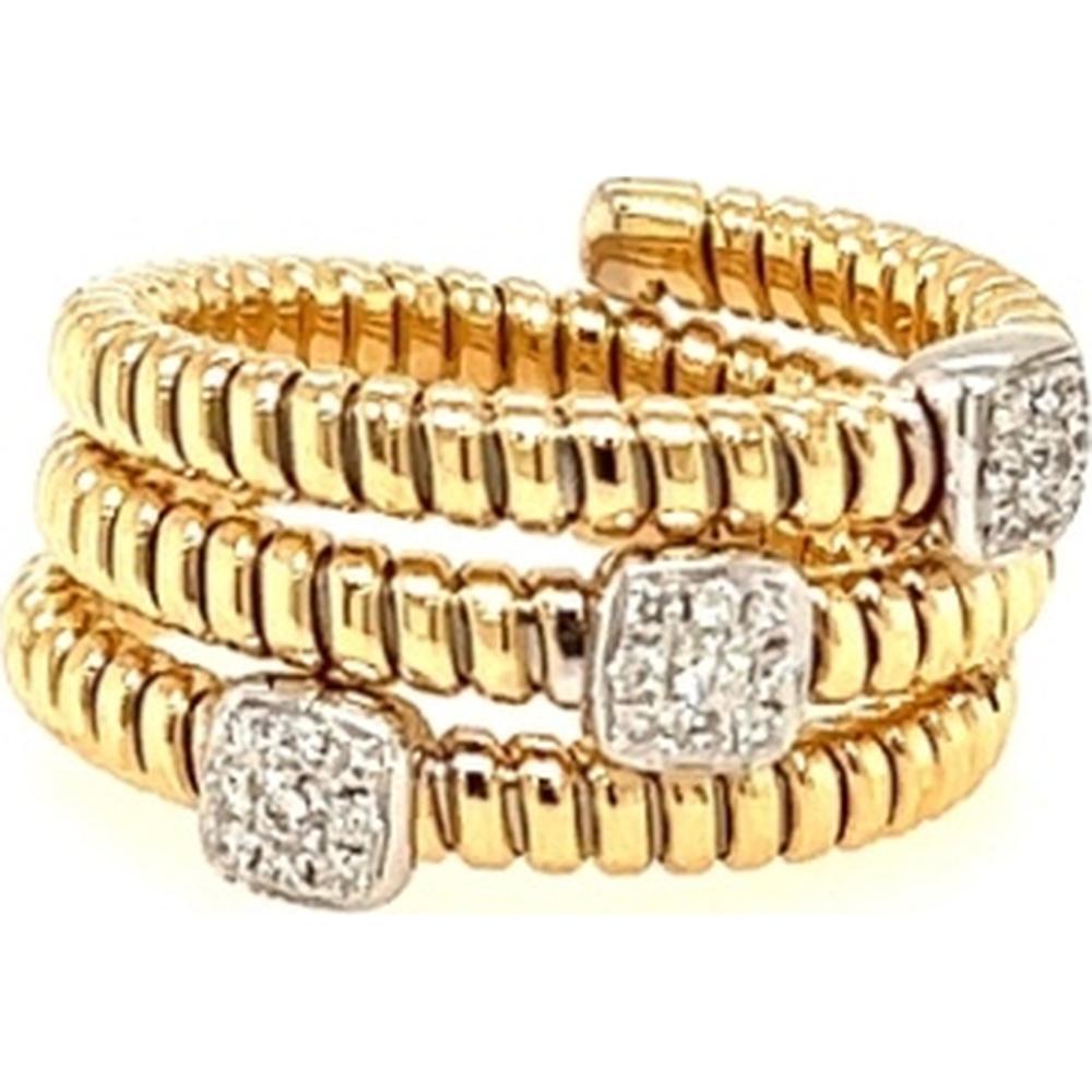 18K Yellow Gold and White Gold Diamond Statement Band Ring by Afarin