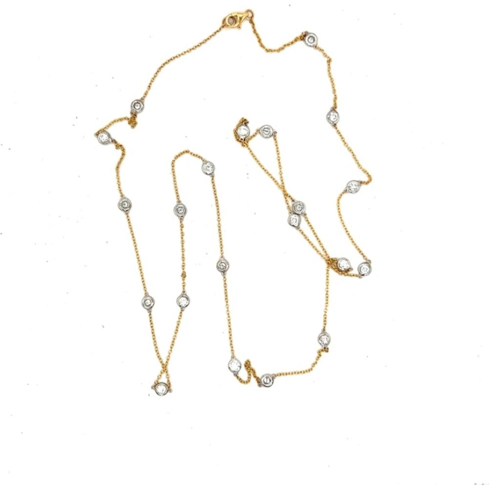 18K Yellow Gold and White Gold Diamond Station Necklace by Afarin