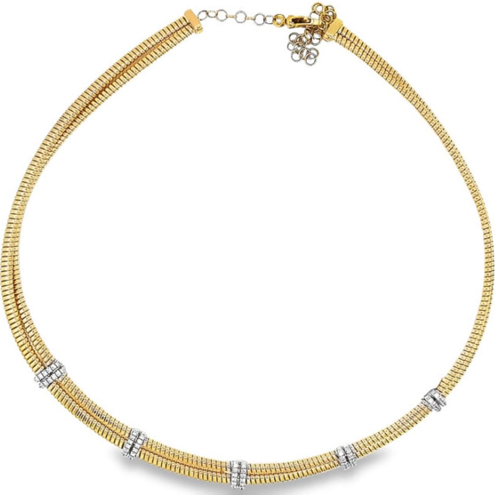 18K Yellow Gold and White Gold Diamond Station Necklace by Afarin