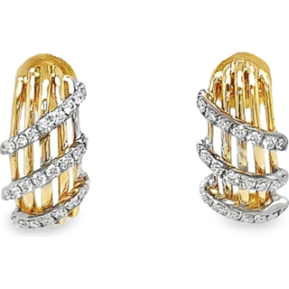 18K Yellow Gold and White Gold Diamond Swirl Earrings by Afarin