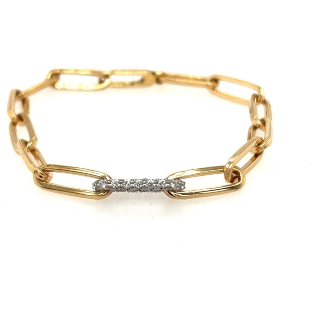 18K Yellow Gold and White Gold Fancy Link Bracelet with Diamond Accent Bar by Afarin