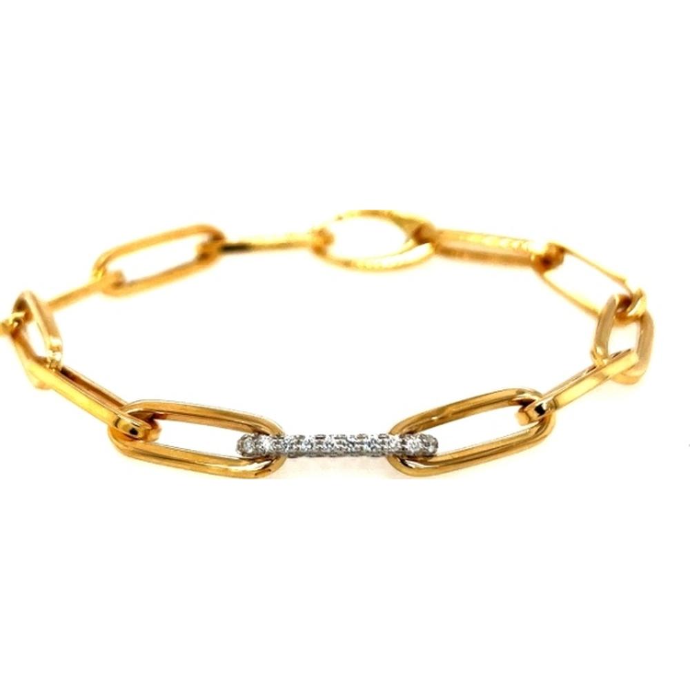 18K Yellow Gold and White Gold Fancy Link Bracelet with Diamond Center Bar by Afarin