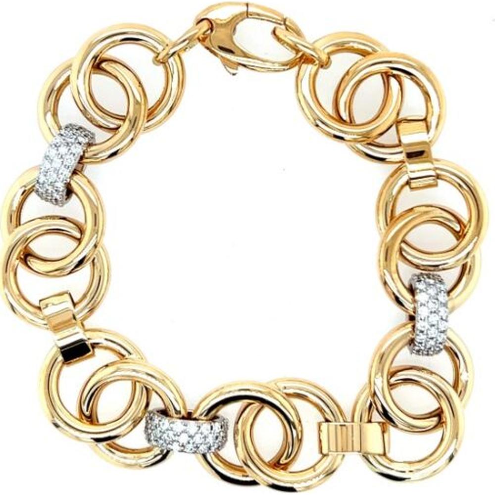 18K Yellow Gold and White Gold Fancy Link Diamond Bracelet by Afarin