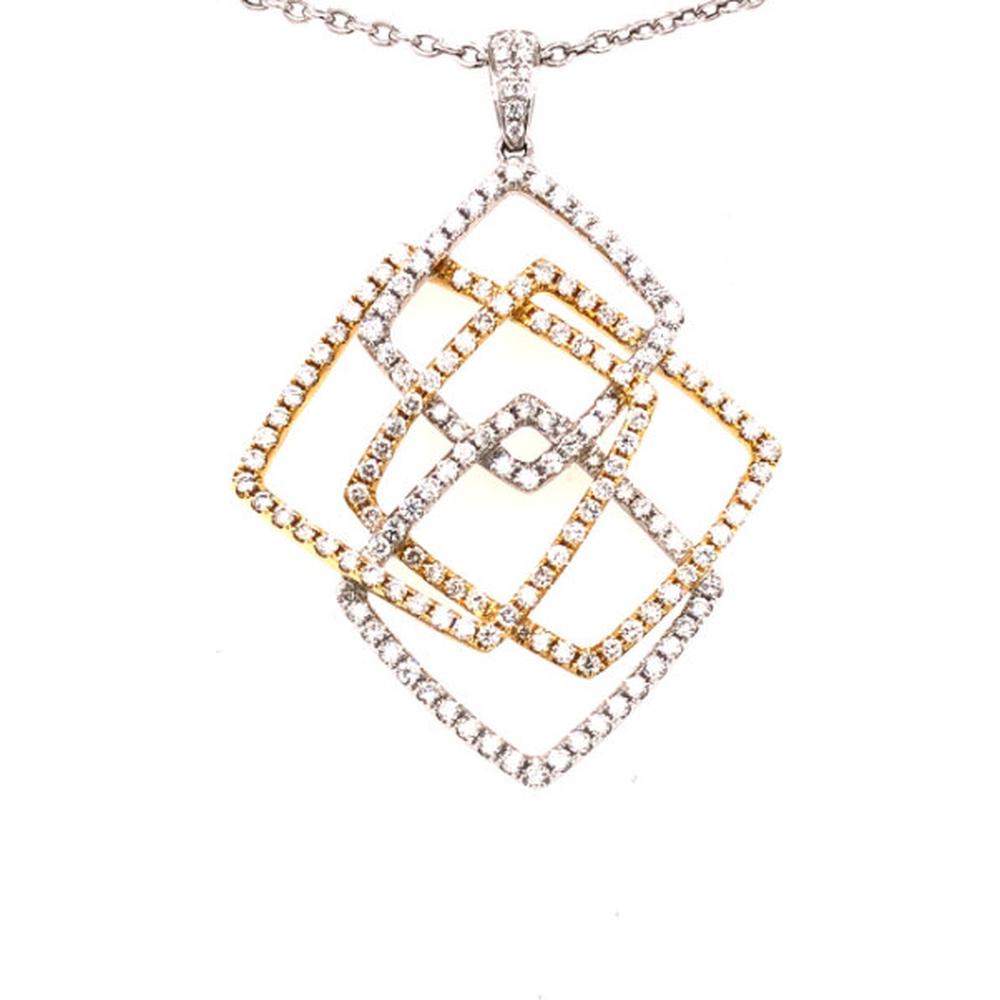 18K Yellow Gold and White Gold Geometric Diamond Pendant Necklace by Afarin
