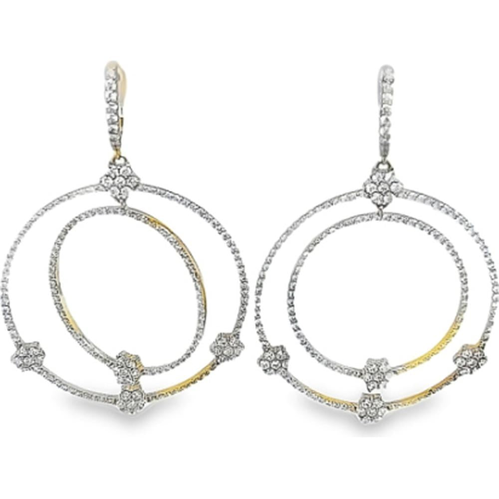 18K Yellow Gold and White Gold Geometric Drop Earrings with Diamond Accents by Afarin