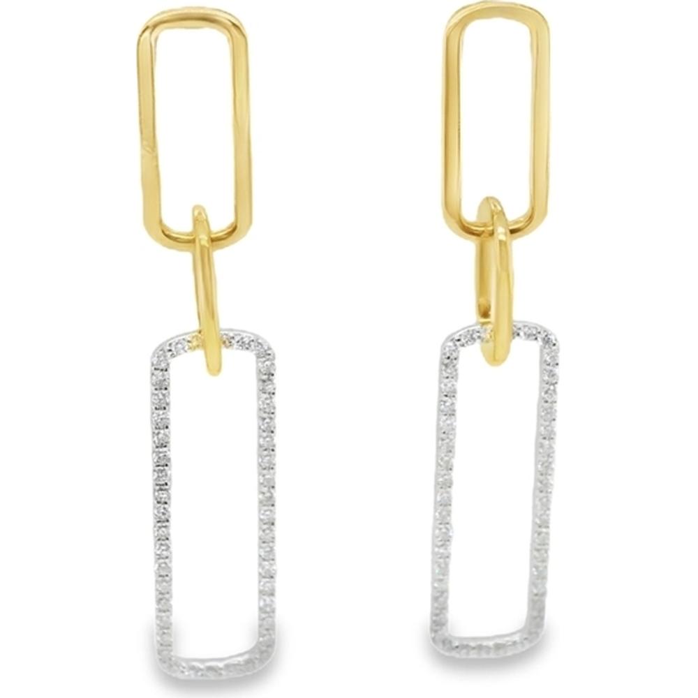 18K Yellow Gold and White Gold Geometric Drop Earrings with Diamond Accents by Afarin