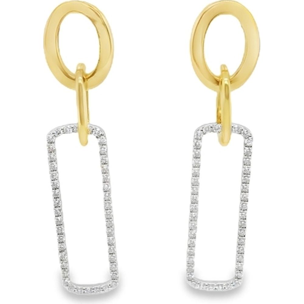 18K Yellow Gold and White Gold Geometric Drop Earrings with Diamond Accents by Afarin