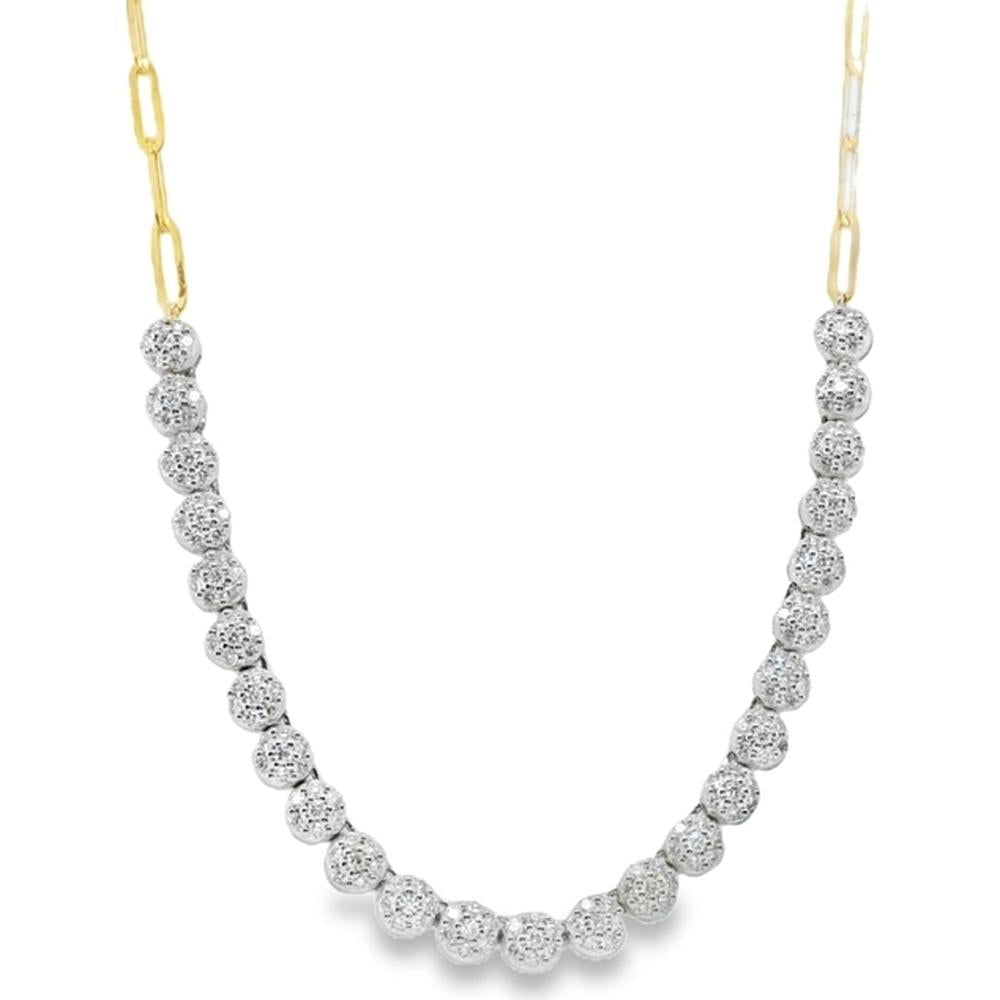 18K Yellow Gold & White Gold Graduating Tennis Necklace with Round Diamonds by Afarin