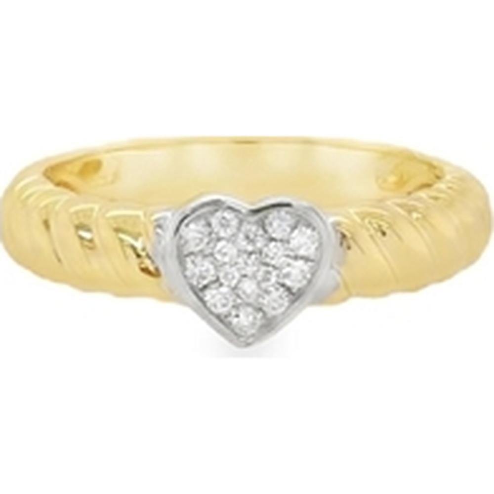 18K Yellow Gold and White Gold Heart Diamond Ring by Afarin