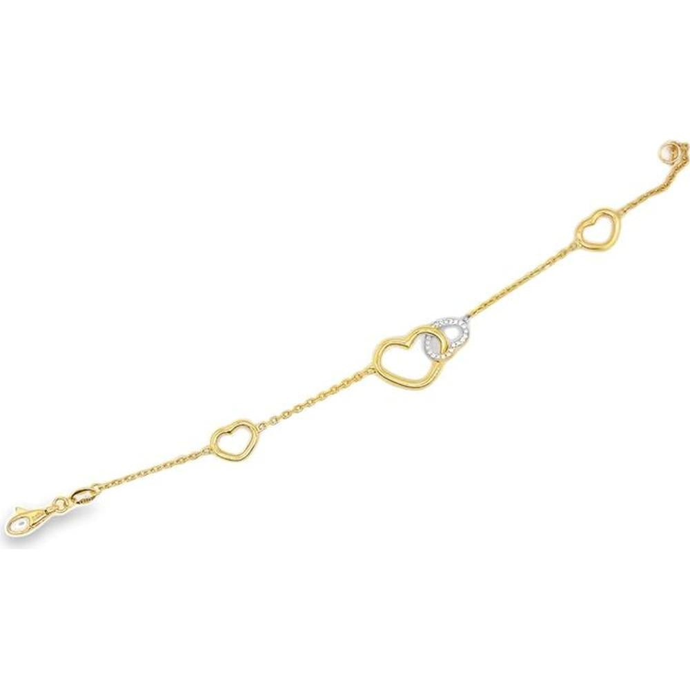 18K Yellow Gold and White Gold Heart Motif Bracelet with Diamond Accents by Afarin