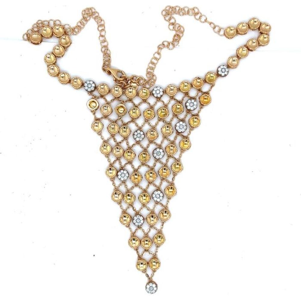 18K Yellow Gold and White Gold Openwork Diamond Drop Necklace by Afarin