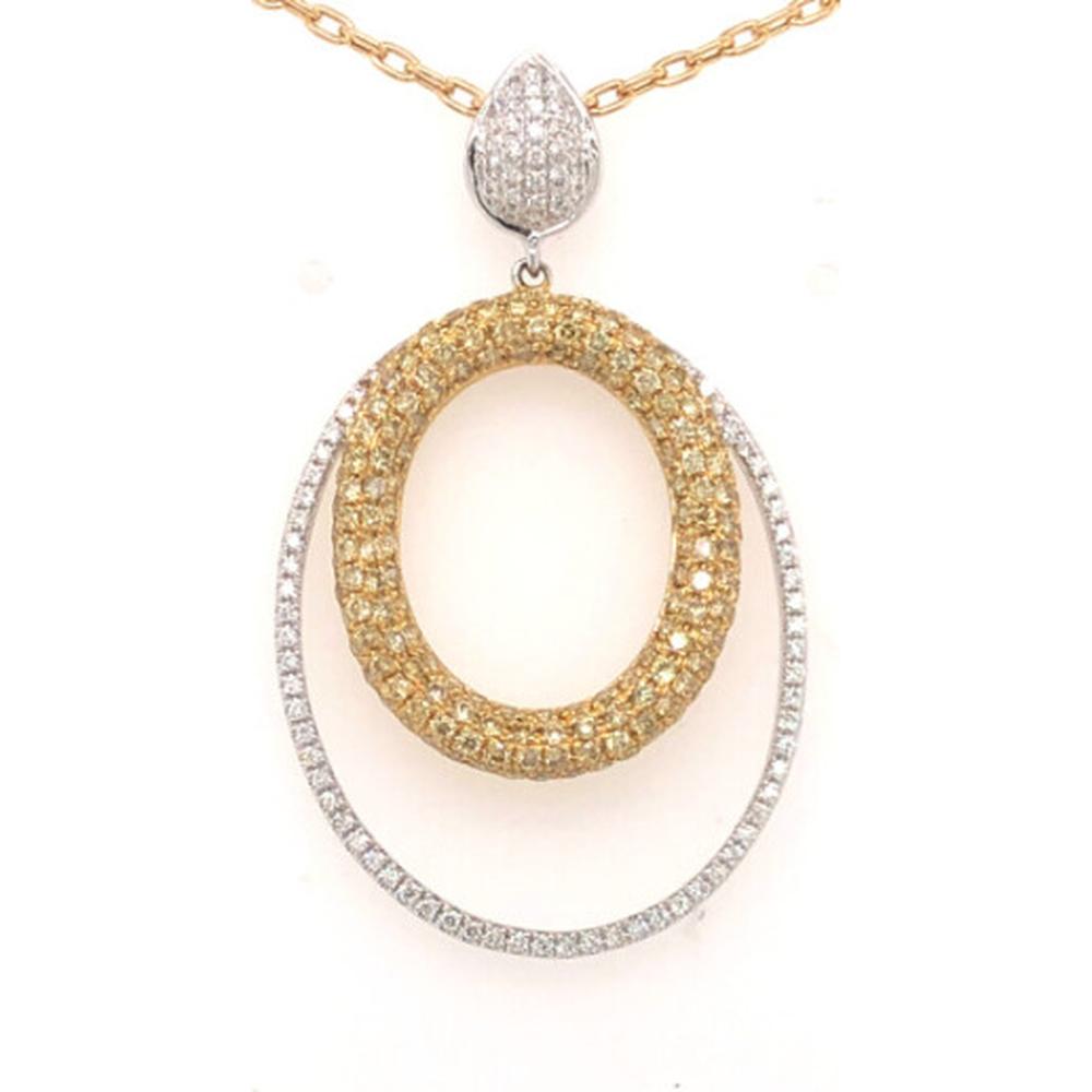 18K Yellow Gold and White Gold Oval Diamond Pendant Necklace with Pear Shape Diamond Accent by Afarin