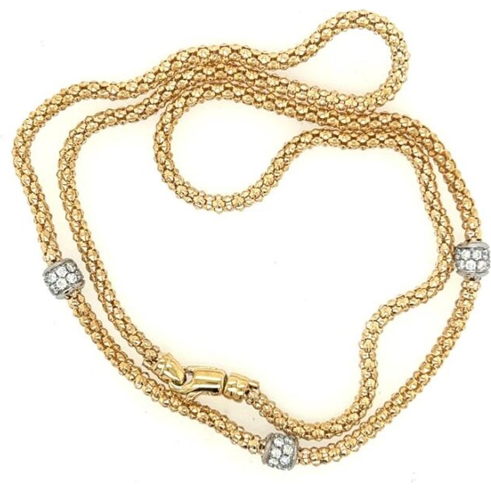 18K Yellow Gold and White Gold Station Necklace with Diamond Accents by Afarin