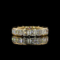 18K Yellow Gold Asscher Cut Lab Diamond Eternity Band - 4.99 Carat Total Weight, Half Bezel Set, E-F Color VS Clarity - Covaloro Fine Jewelry