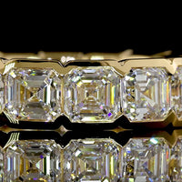 18K Yellow Gold Asscher Cut Lab Diamond Eternity Band - 4.99 Carat Total Weight, Half Bezel Set, E-F Color VS Clarity - Covaloro Fine Jewelry