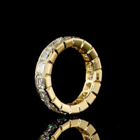 18K Yellow Gold Asscher Cut Lab Diamond Eternity Band - 4.99 Carat Total Weight, Half Bezel Set, E-F Color VS Clarity - Covaloro Fine Jewelry
