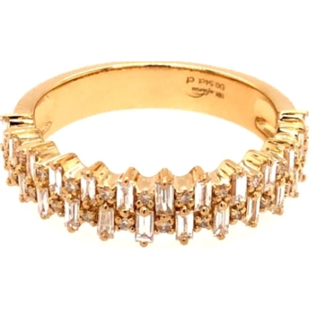 18K Yellow Gold Band Ring with Baguette Cut Diamonds by Afarin