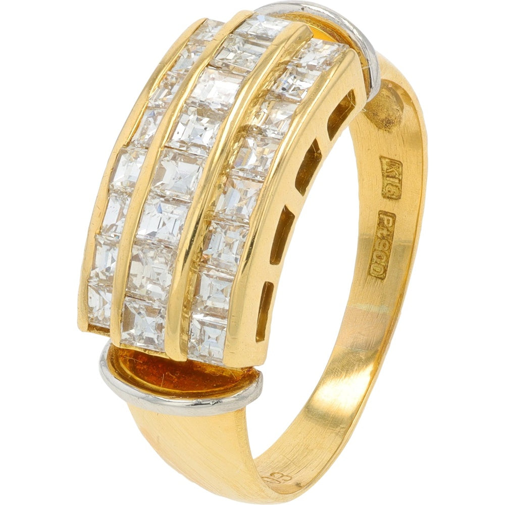 18K Yellow Gold Band Ring with Channel-Set Square Step Cut Diamonds - 1.03 Carat Total Diamond Weight