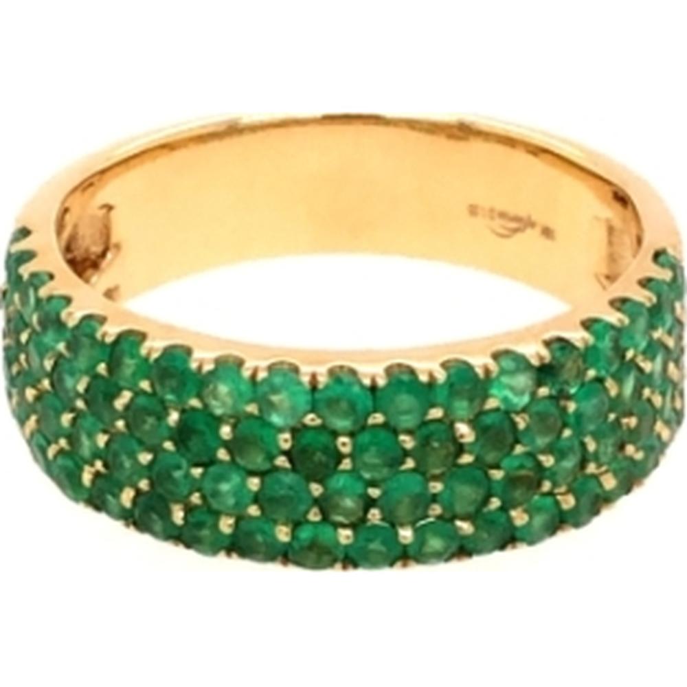 18K Yellow Gold Band Ring with Emeralds by Afarin