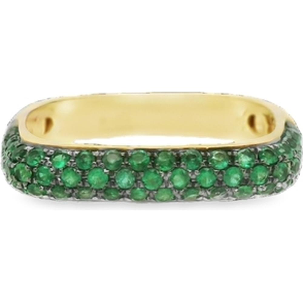 18K Yellow Gold Band Ring with Emeralds by Afarin