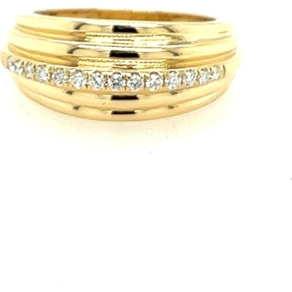 18K Yellow Gold Band Ring with Round Diamonds by Afarin