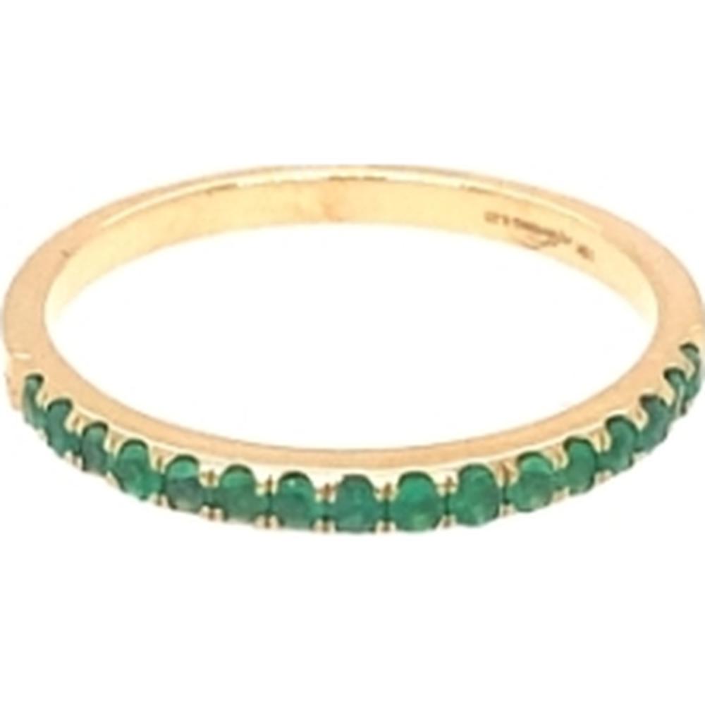18K Yellow Gold Band Ring with Round Emeralds by Afarin