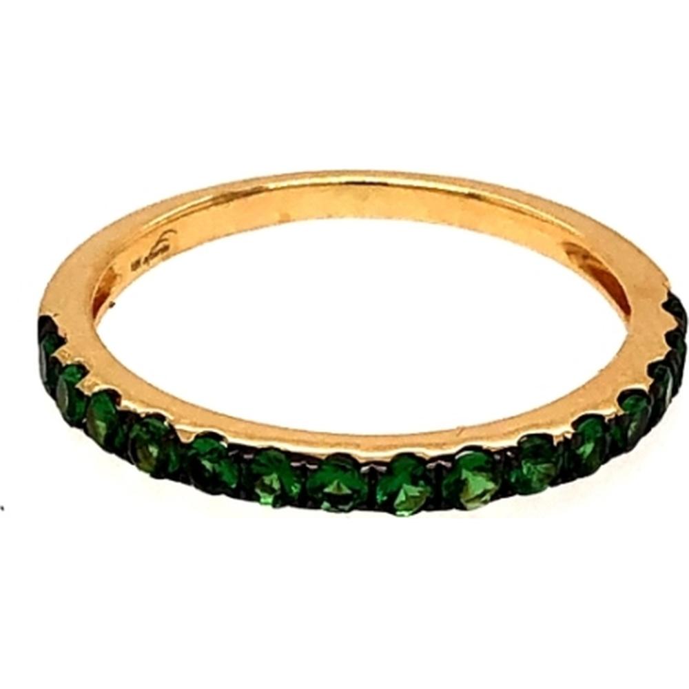 18K Yellow Gold Band Ring with Round Tsavorite Gemstones by Afarin
