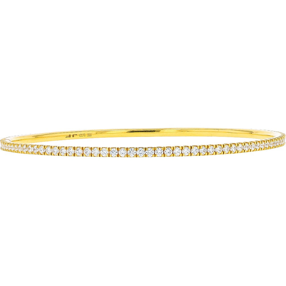 18K Yellow Gold Bangle Bracelet with Prong-Set Round Lab Grown Diamonds - 2.31 Carat Total Diamond Weight