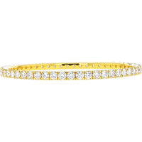 18K Yellow Gold Bangle Bracelet with Shared-Prong Set Round Lab Grown Diamonds - 8.80 Carat Total Diamond Weight