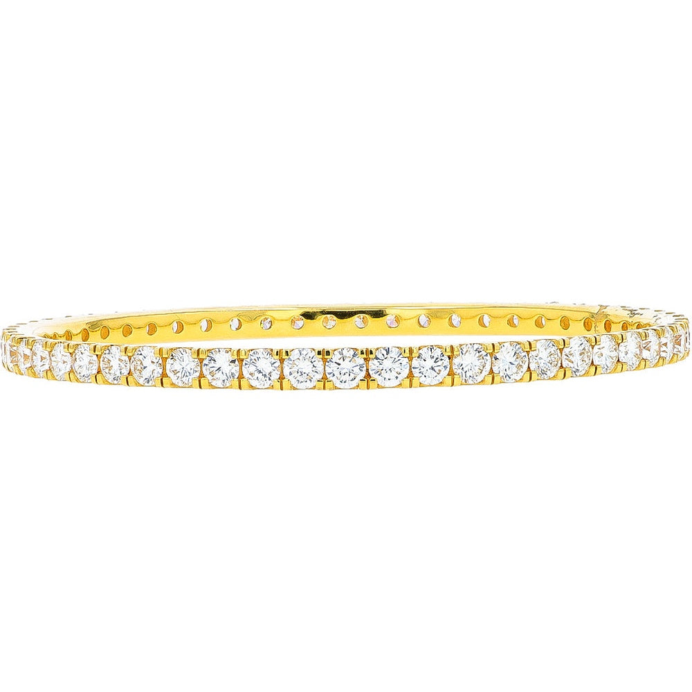 18K Yellow Gold Bangle Bracelet with Shared-Prong Set Round Lab Grown Diamonds - 8.80 Carat Total Diamond Weight