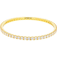 18K Yellow Gold Bangle Bracelet with Shared-Prong Set Round Lab Grown Diamonds - 8.80 Carat Total Diamond Weight