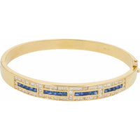 18K Yellow Gold Bangle with 1.65 Carat Total Sapphires and 1.35 Carat Total Round Diamonds
